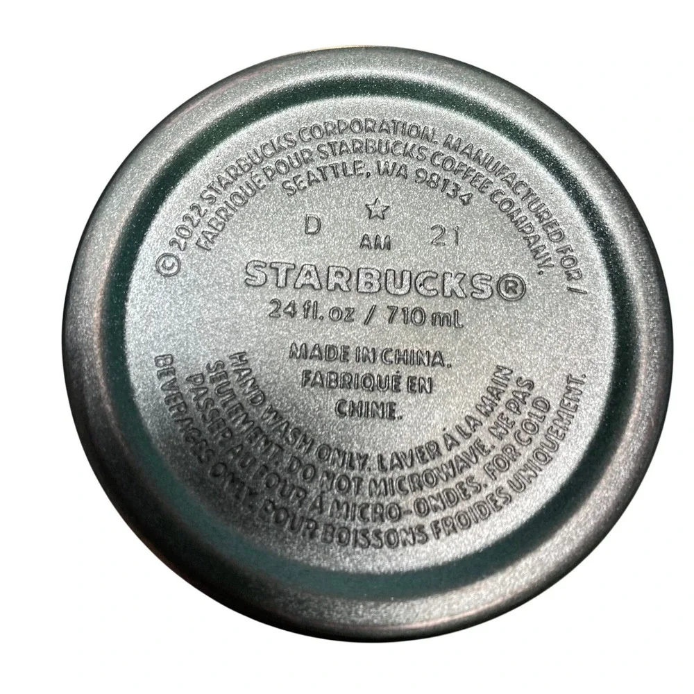 Starbucks 2021 Metallic Sage Green Textured Stainless Steel Cold Cup 24oz